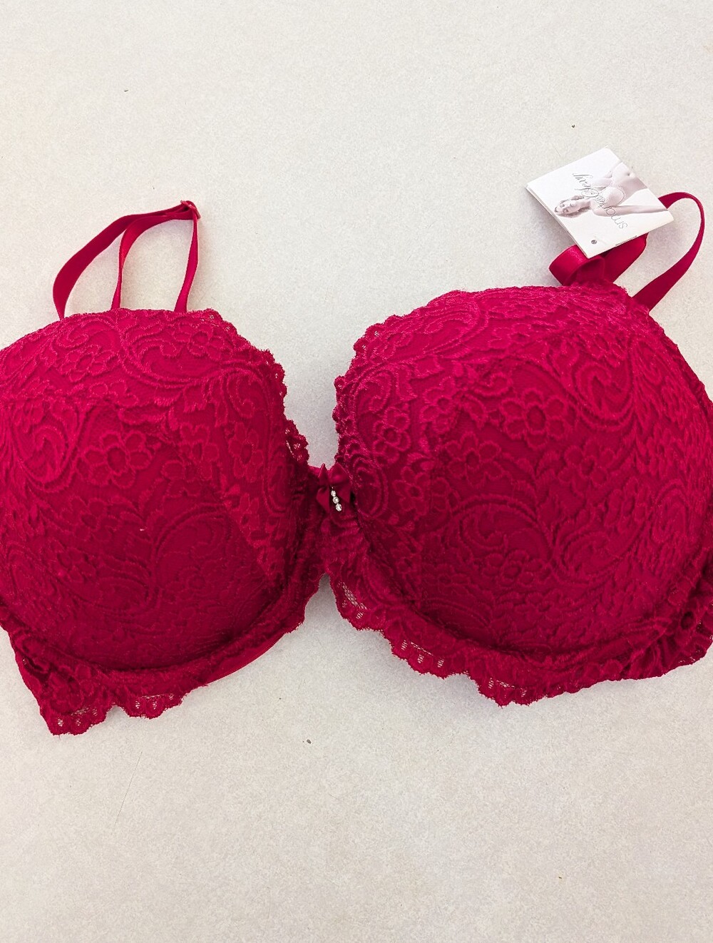 Women’s Smart And Sexy Bra Red Lace Padded Push Up 42 D New